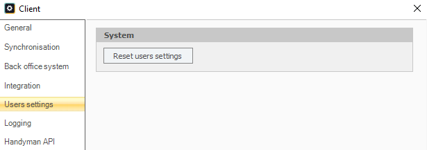 User settings