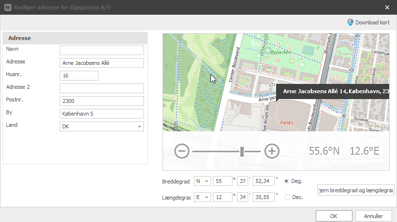 Select customer, address, edit address