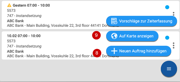 Order overview — tabs and fields