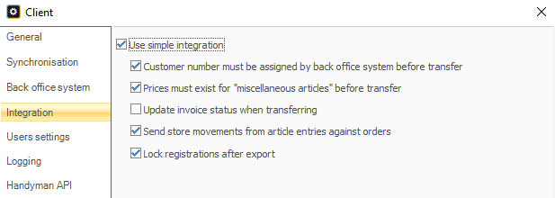 Integration options