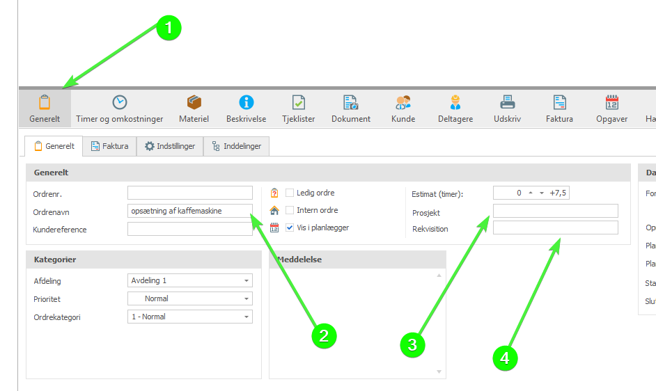 General tab field mapping in Handyman