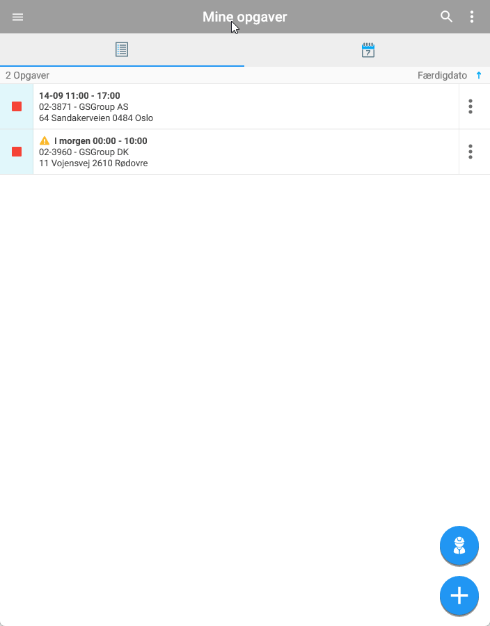 Aufgabe starten in Handyman Mobile