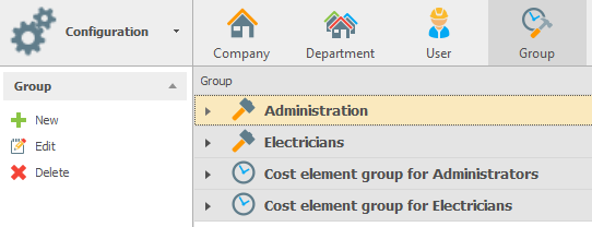Gruppen-Konfiguration in Handyman Office