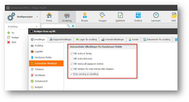 Automatic connections settings