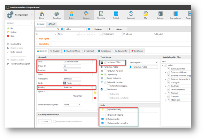 Official in charge user setup