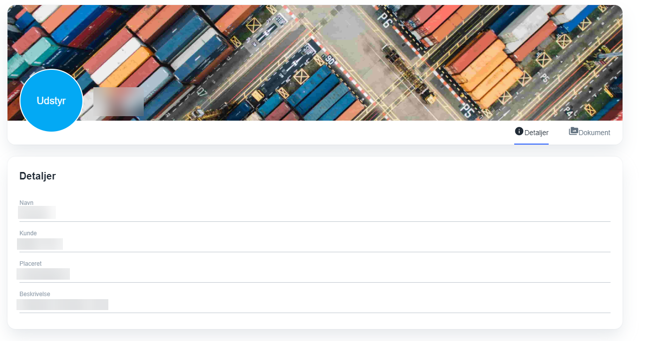 Equipment details view in Handyman Portal