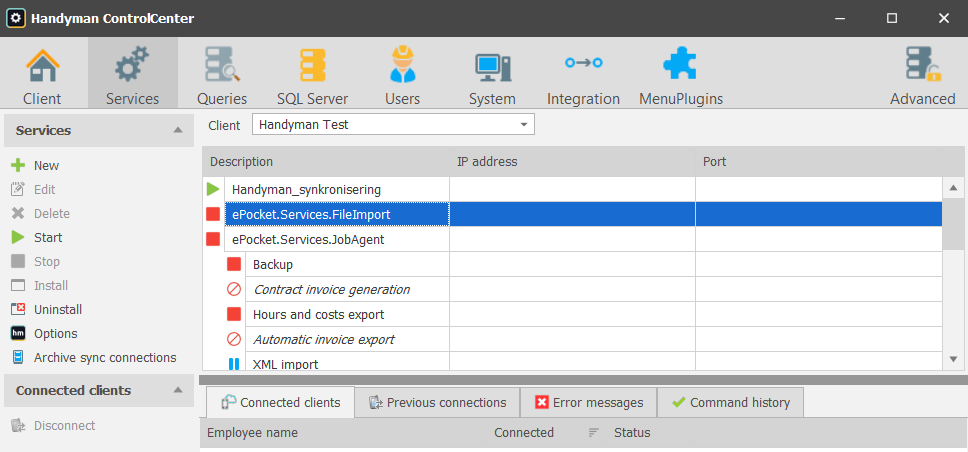 Services list view