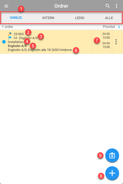 Auftragsübersicht in Handyman Mobile